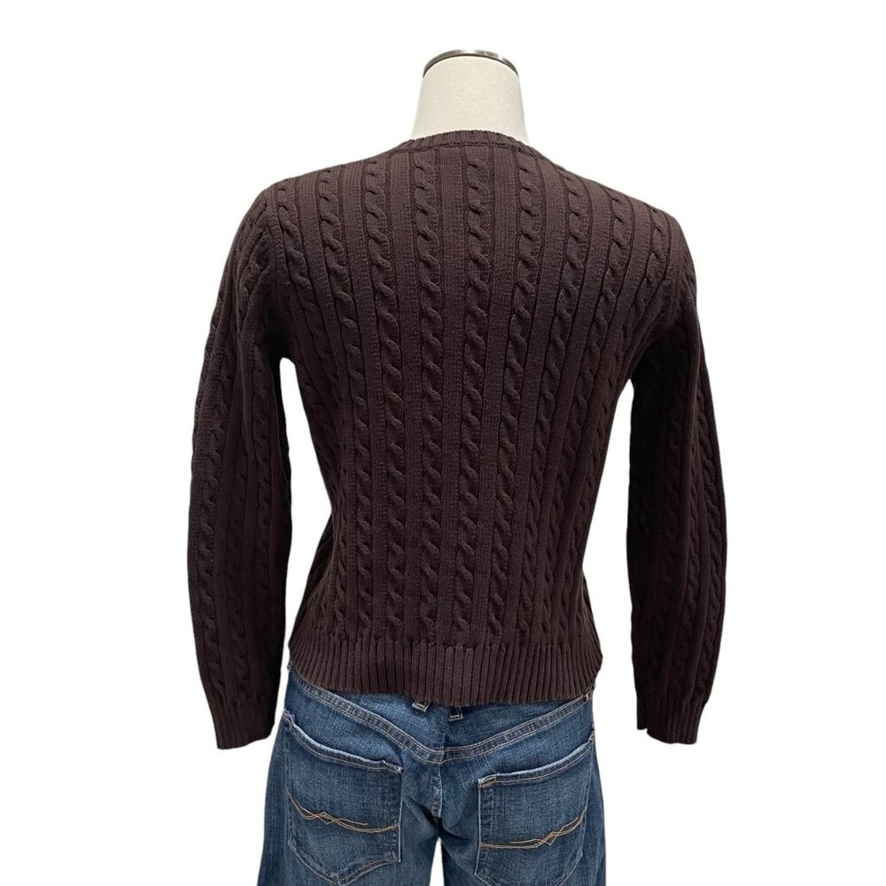 Lauren Ralph Lauren Cable Knit Sweater Classic Preppy Petite 100% Cotton Cozy - Picture 7 of 7